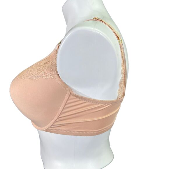 Delta Burke Womens Bra Lace Underwire Lightly Lined Full Coverage Beige 42D - Picture 6 of 9